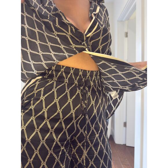 Shona Joy Silk Resort Collection Contrast Relaxed Shirt + Pants Set (Size 2/4) - Picture 7 of 12